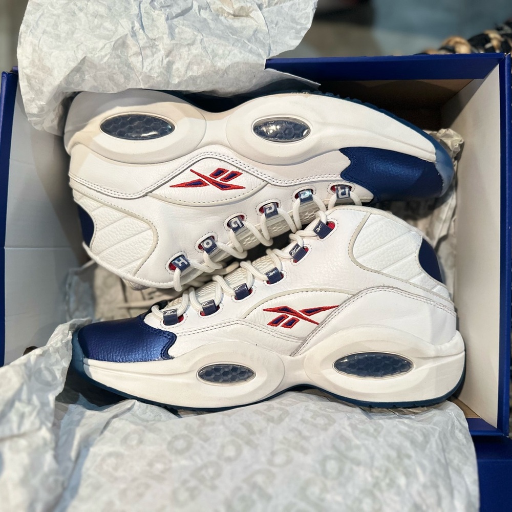 Reebok White and Navy Athletic Shoes
